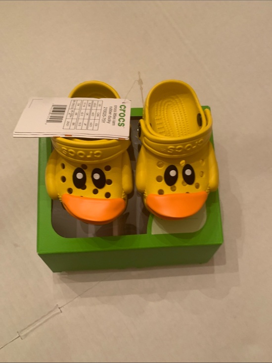 CROCS Other - New in Box CROCS Kids Yellow Duck Water Clogs with Orange Beak size 2 size 3